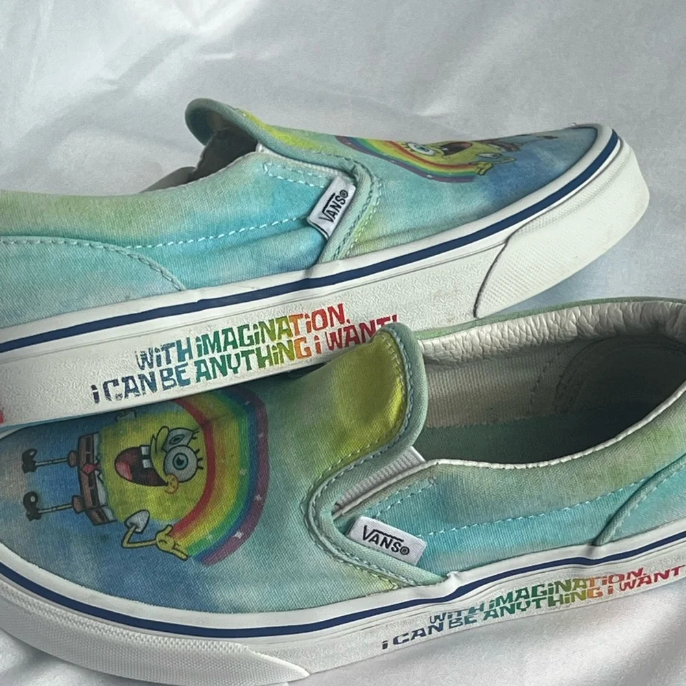 Vans Kids' Sponge Bob Square Pants    Slip-On Sneakers Size 3 Blue and Yellow - Picture 9 of 15